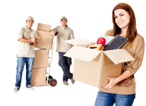 Removal van loading office items for a local business move