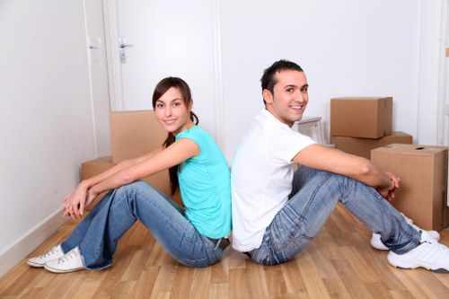 Packing desks and office equipment for a local business move